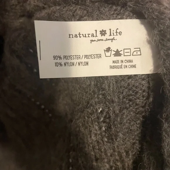 NWOT Natural Life Grandpa Cardigan sweater cable knit oversized gray M casual - Picture 5 of 6